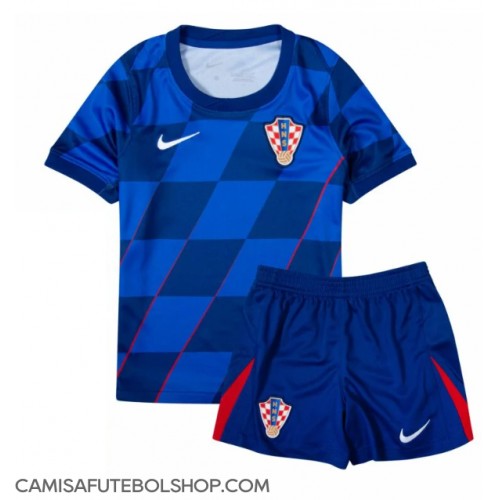 Camisa de time de futebol Croácia Replicas 2º Equipamento Infantil Europeu 2024 Manga Curta (+ Calças curtas)